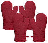 Kuber Industries Heat Resistant Cotton Kitchen Oven Mitt Microwave Gloves, Set of 4 (Maroon)-HS40KUBMART23981